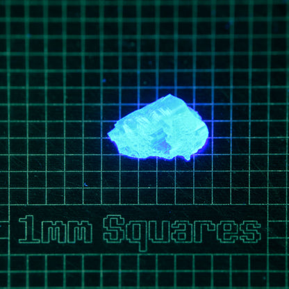 Blue Glowing Europium Fluorite Thin Shred Gem Rough, Fluorescing under 365nm UV