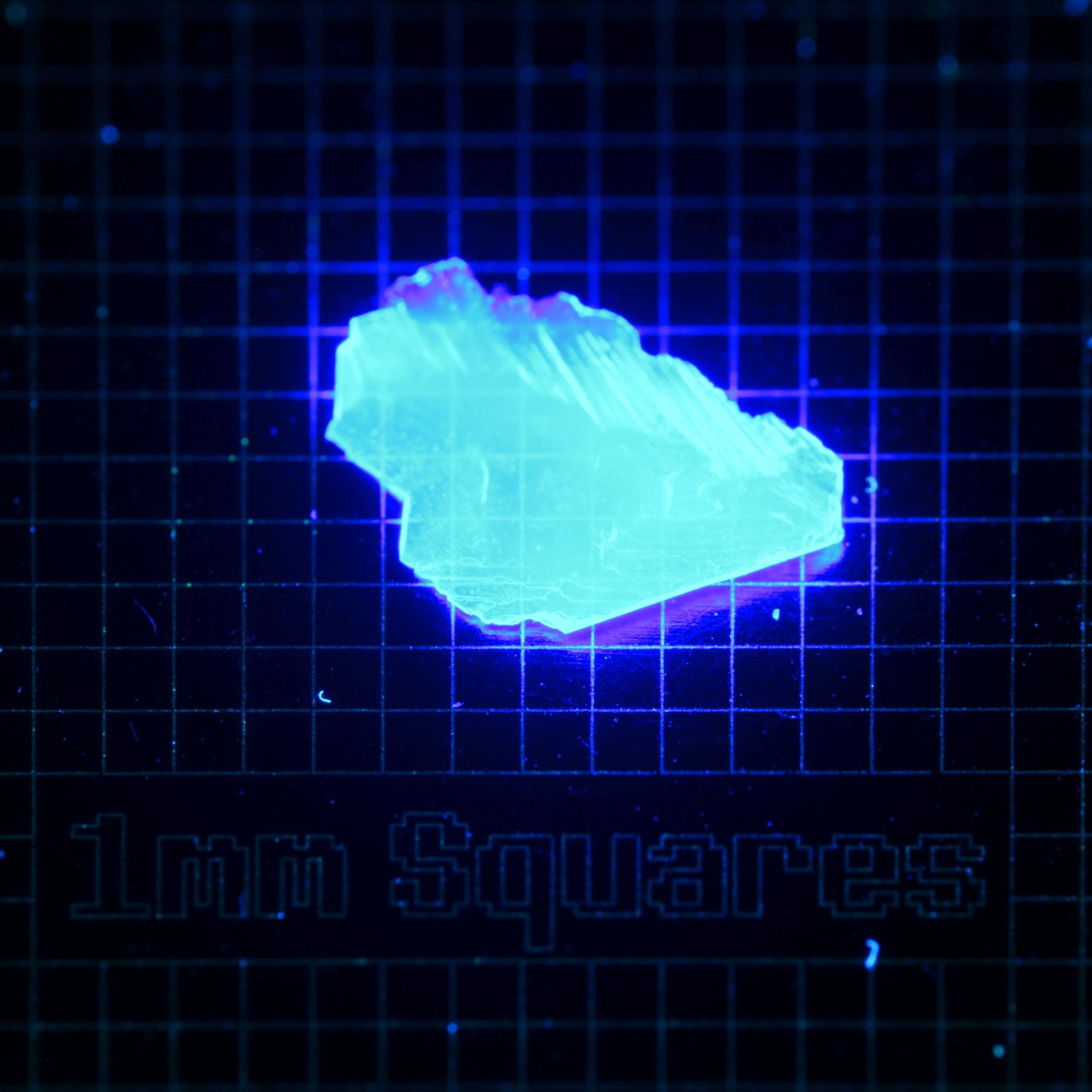 Blue Glowing Europium Fluorite Thin Shred Gem Rough, Fluorescing under 365nm UV