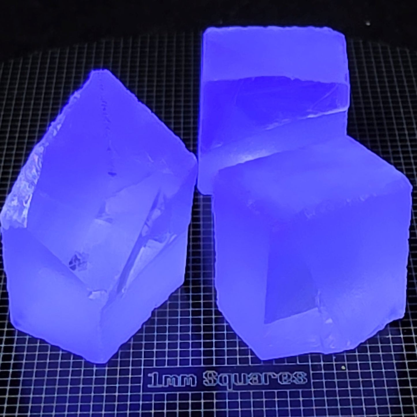 Fluorite Gem Rough Glowing Blue Under UV Light