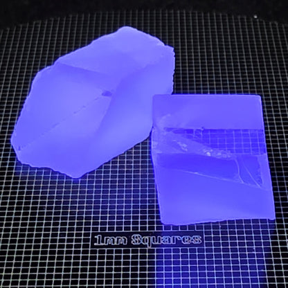 Fluorite Gem Rough Glowing Blue Under UV Light