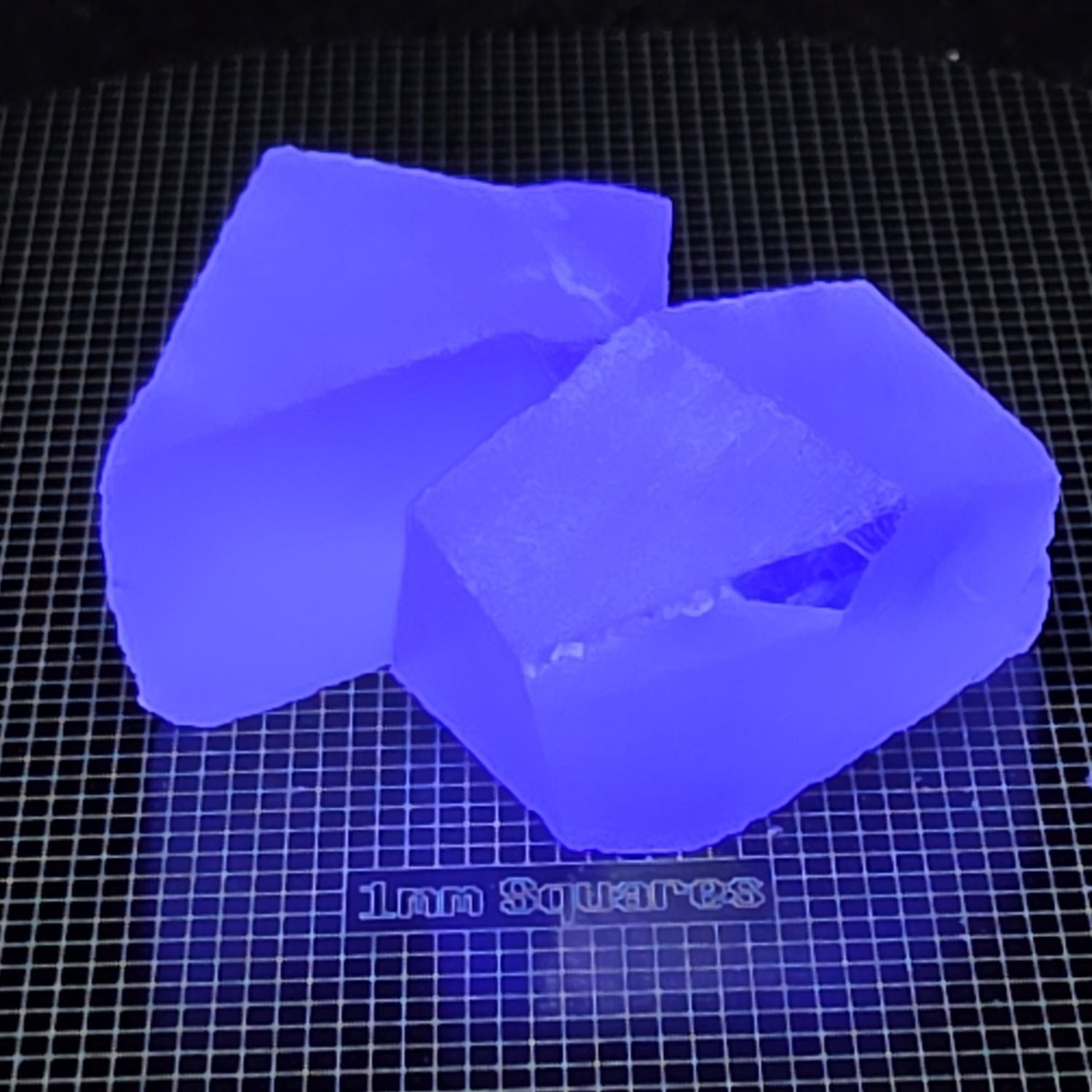 Fluorite Gem Rough Glowing Blue Under UV Light