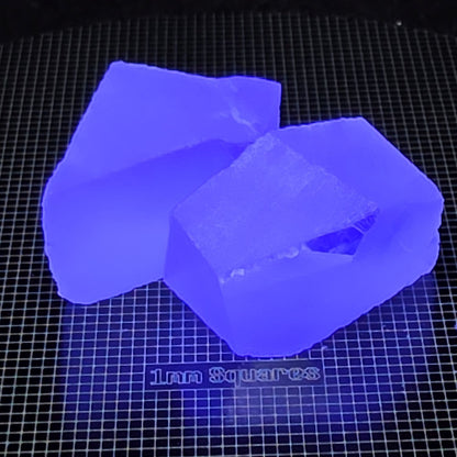 Fluorite Gem Rough Glowing Blue Under UV Light