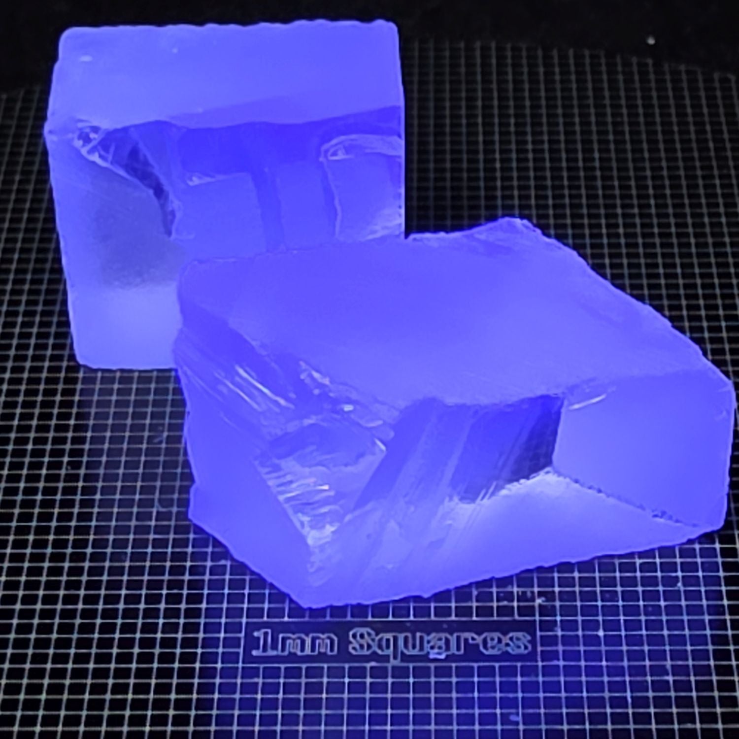 Fluorite Gem Rough Glowing Blue Under UV Light