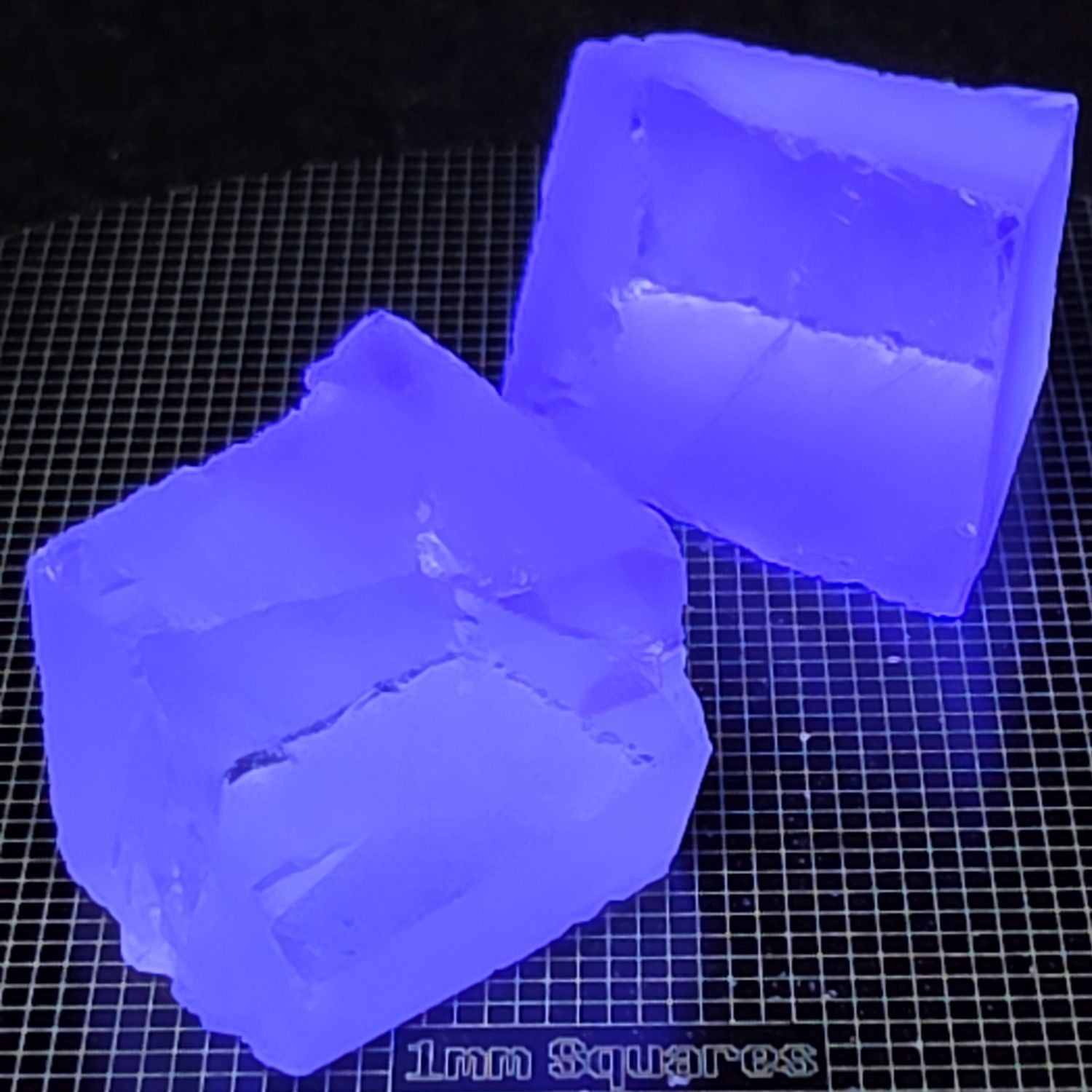 Fluorite Gem Rough Glowing Blue Under UV Light