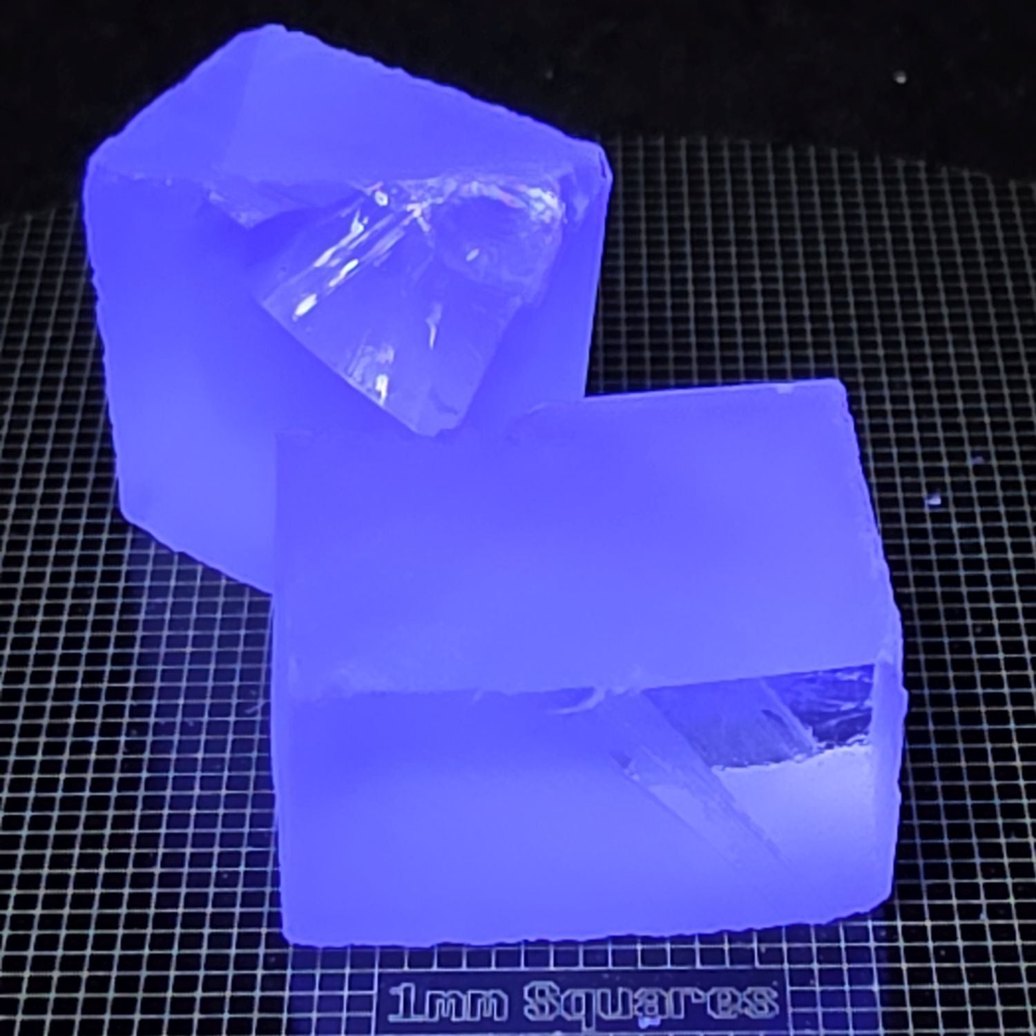 Fluorite Gem Rough Glowing Blue Under UV Light