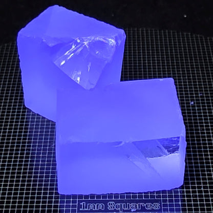 Fluorite Gem Rough Glowing Blue Under UV Light