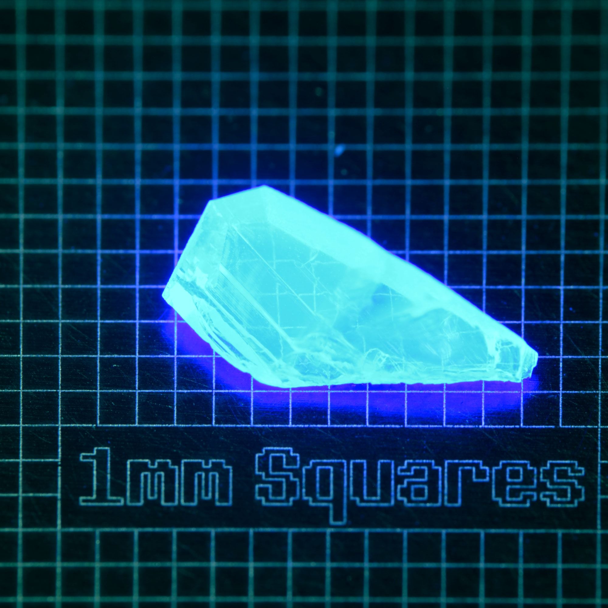 Blue Glowing Europium Fluorite Shard Gem Rough, Fluorescing under 365nm UV
