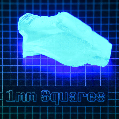 Blue Glowing Europium Fluorite Chunk Gem Rough, Fluorescing under 365nm UV