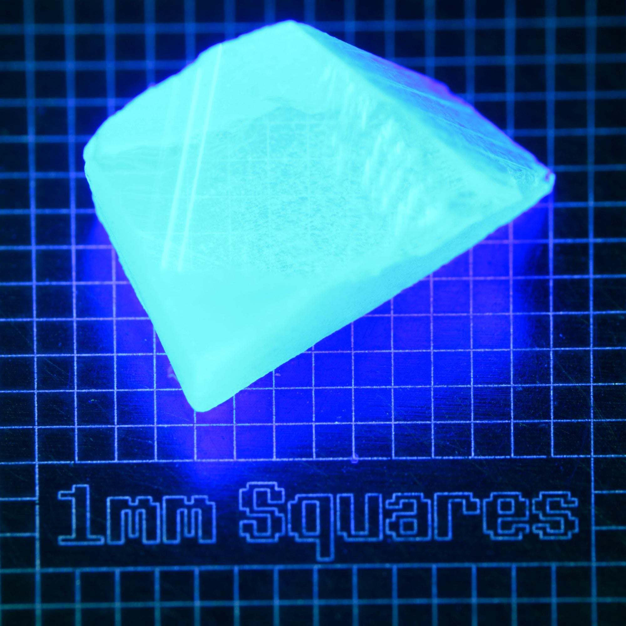 Blue Glowing Europium Fluorite Chunk Gem Rough, Fluorescing under 365nm UV