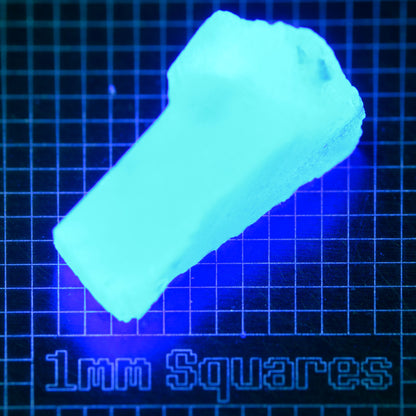Blue Glowing Europium Fluorite Wedge Gem Rough, Fluorescing under 365nm UV