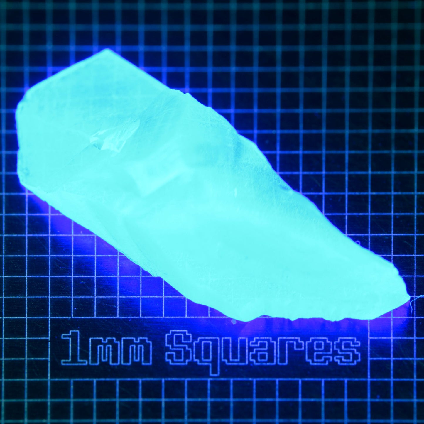 Blue Glowing Europium Fluorite Wedge Gem Rough, Fluorescing under 365nm UV