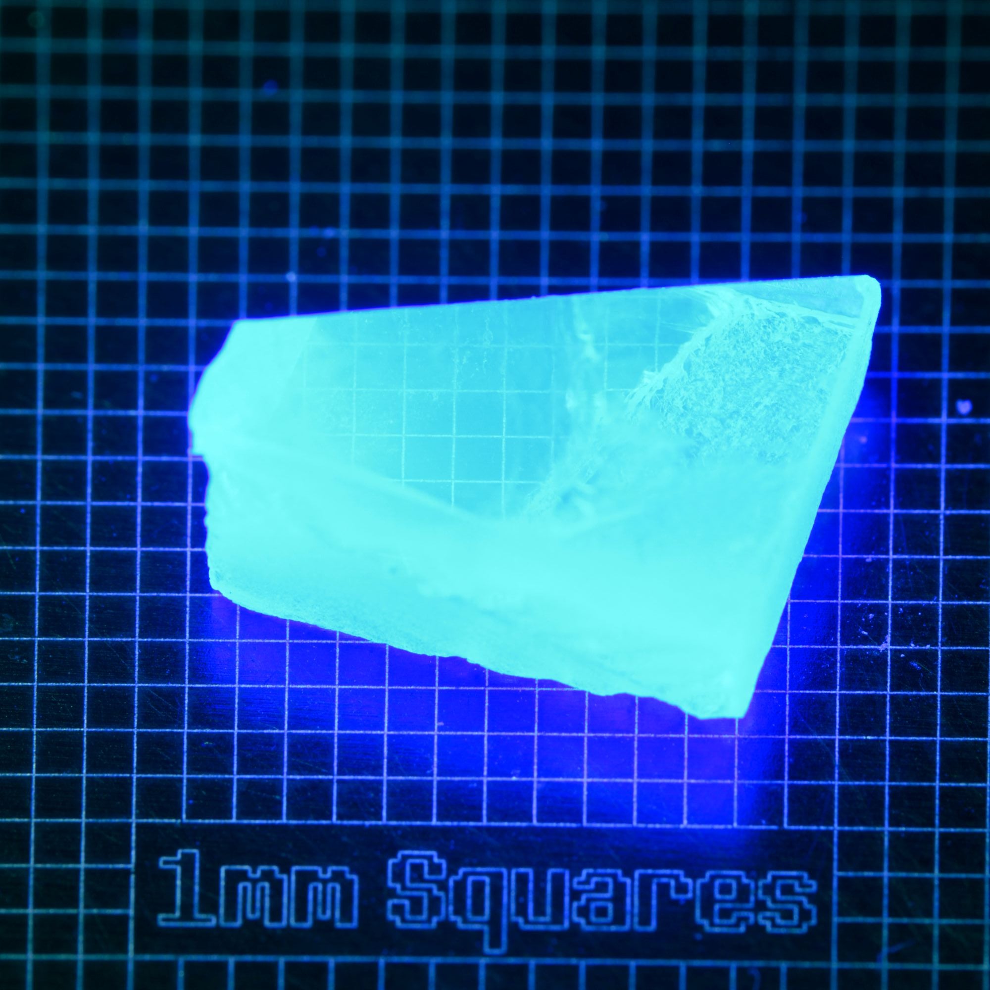 Blue Glowing Europium Fluorite Chunk Gem Rough, Fluorescing under 365nm UV