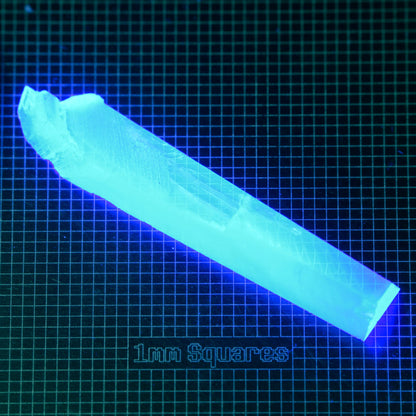 Blue Glowing Europium Fluorite Long Bar Gem Rough, Fluorescing under 365nm UV