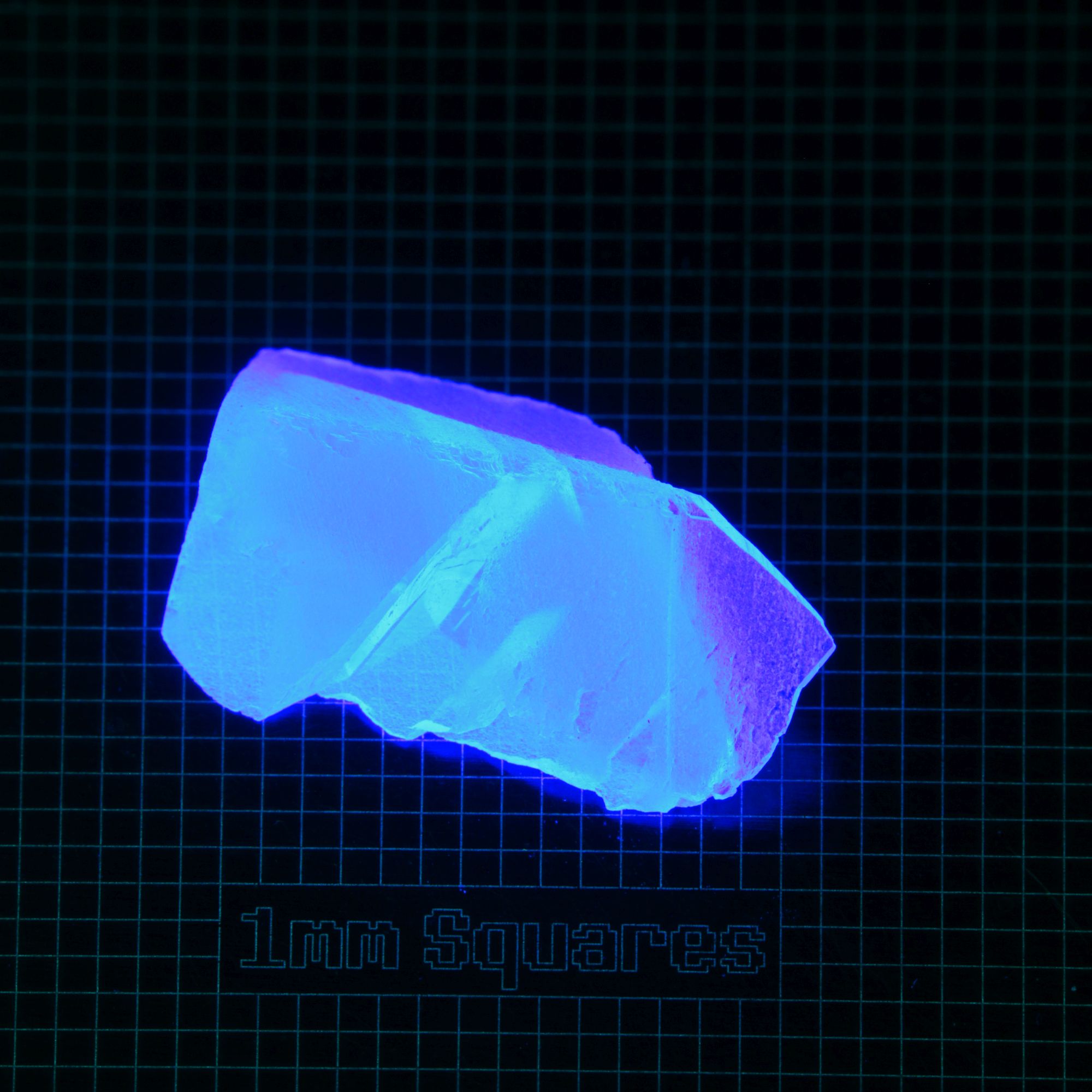 Blue Glowing Europium Fluorite Chunk (Cleaved) Gem Rough, Fluorescing under 365nm UV