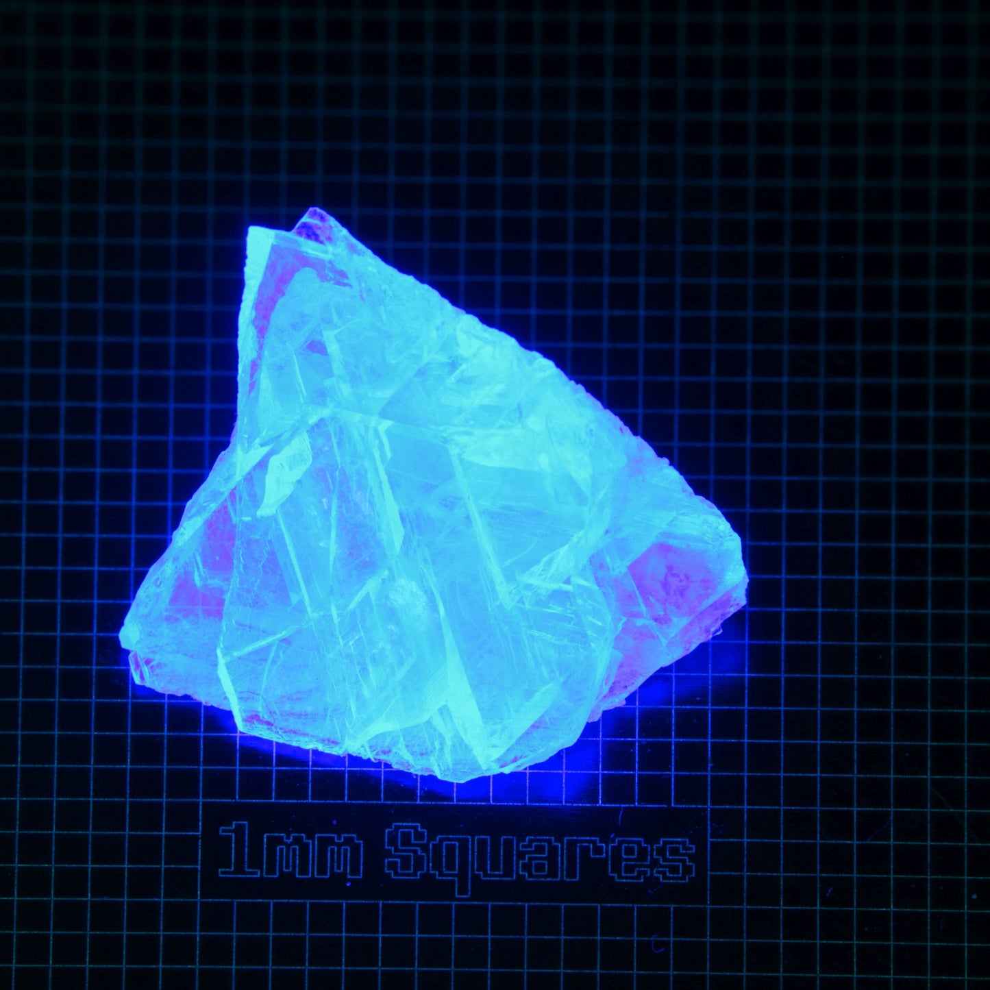 Blue Glowing Europium Fluorite Fractured Chunk Gem Rough, Fluorescing under 365nm UV