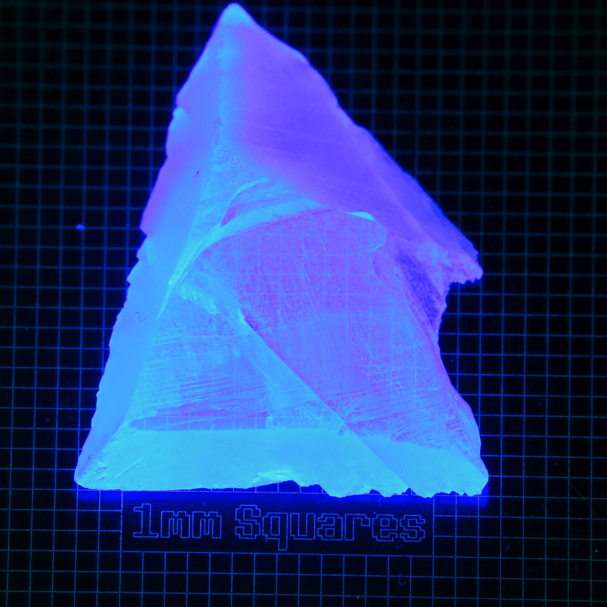 Blue Glowing Europium Fluorite Tablet (Cleaved) Gem Rough, Fluorescing under 365nm UV