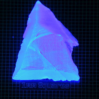 Blue Glowing Europium Fluorite Tablet (Cleaved) Gem Rough, Fluorescing under 365nm UV