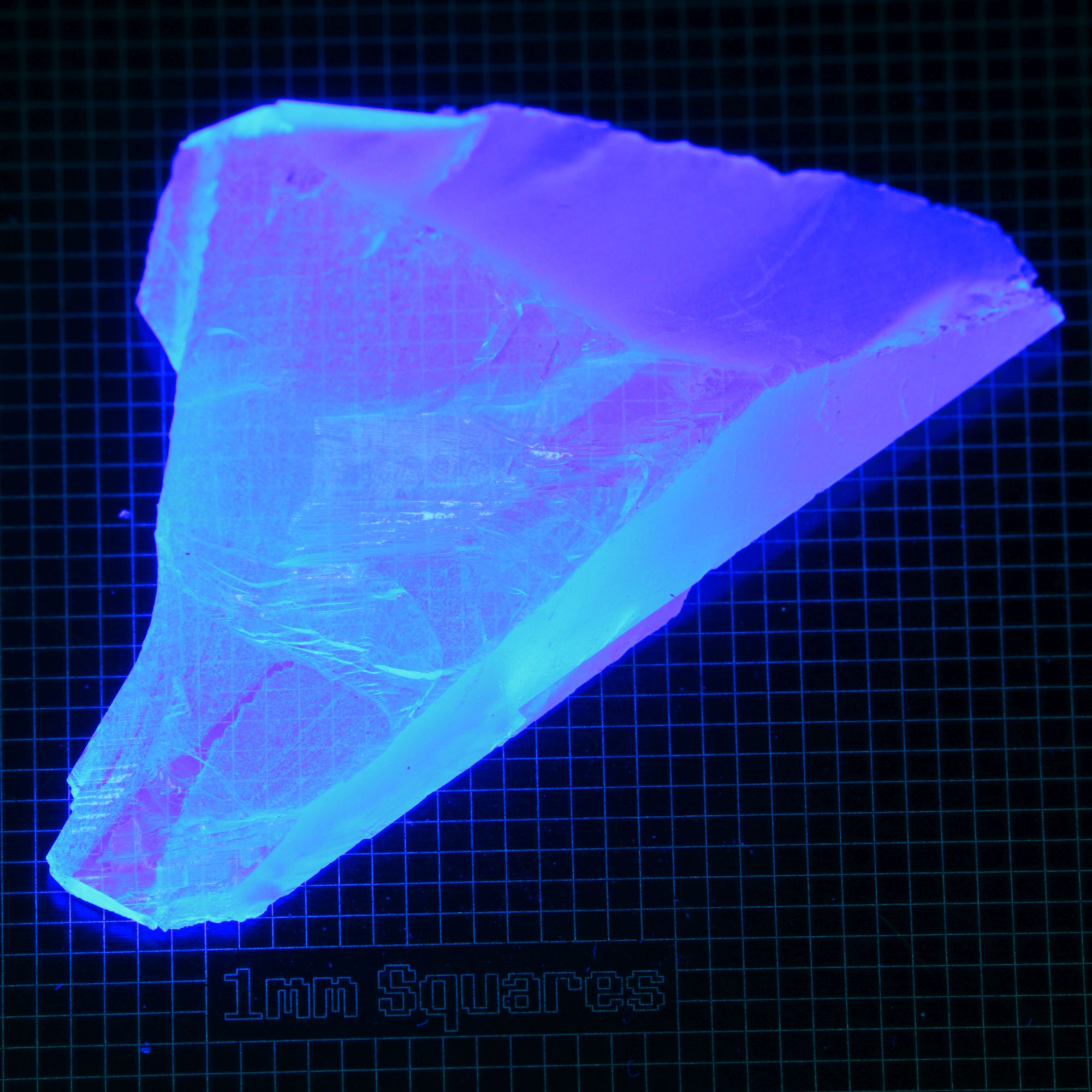 Blue Glowing Europium Fluorite Tablet Gem Rough, Fluorescing under 365nm UV