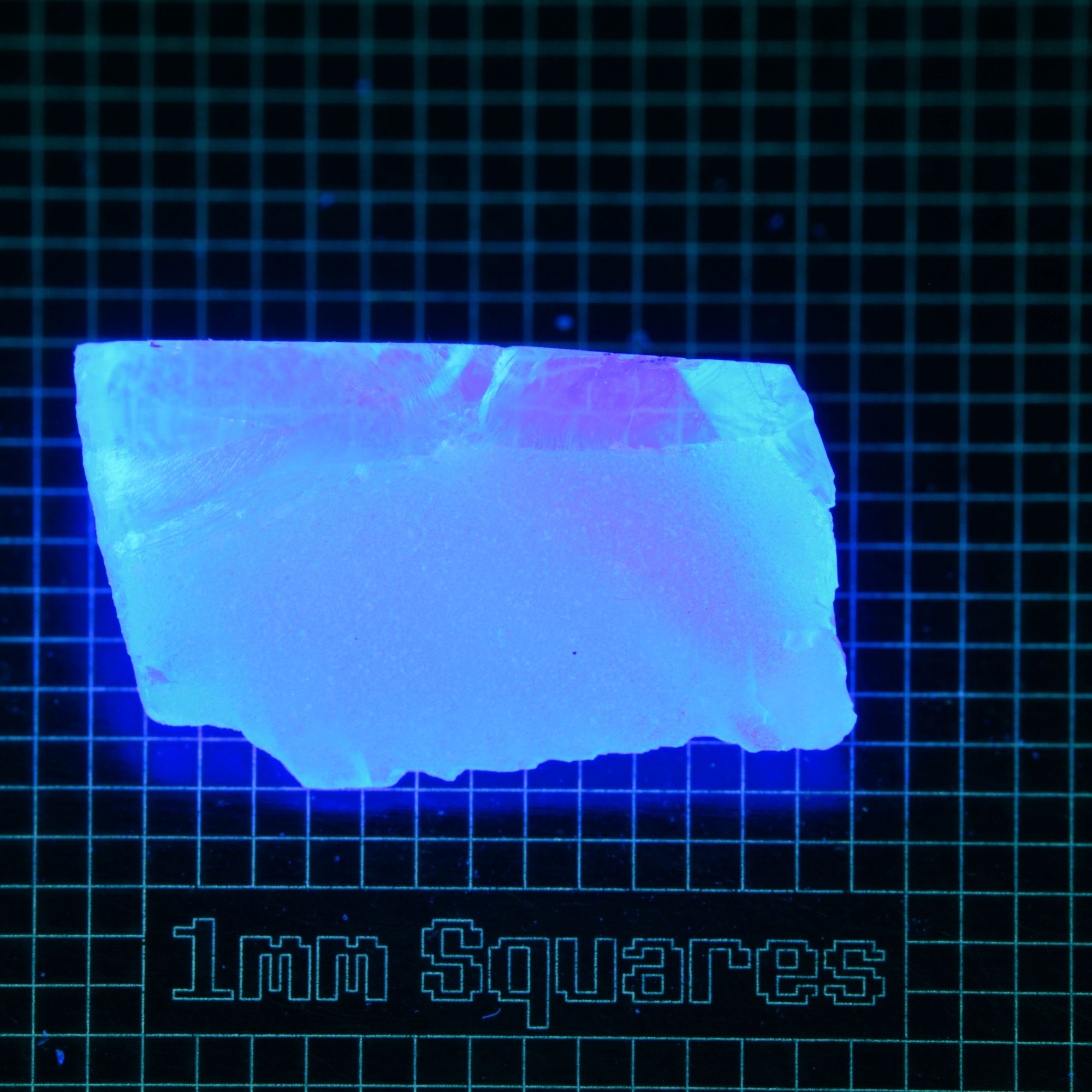 Blue Glowing Europium Fluorite Chunk Gem Rough, Fluorescing under 365nm UV