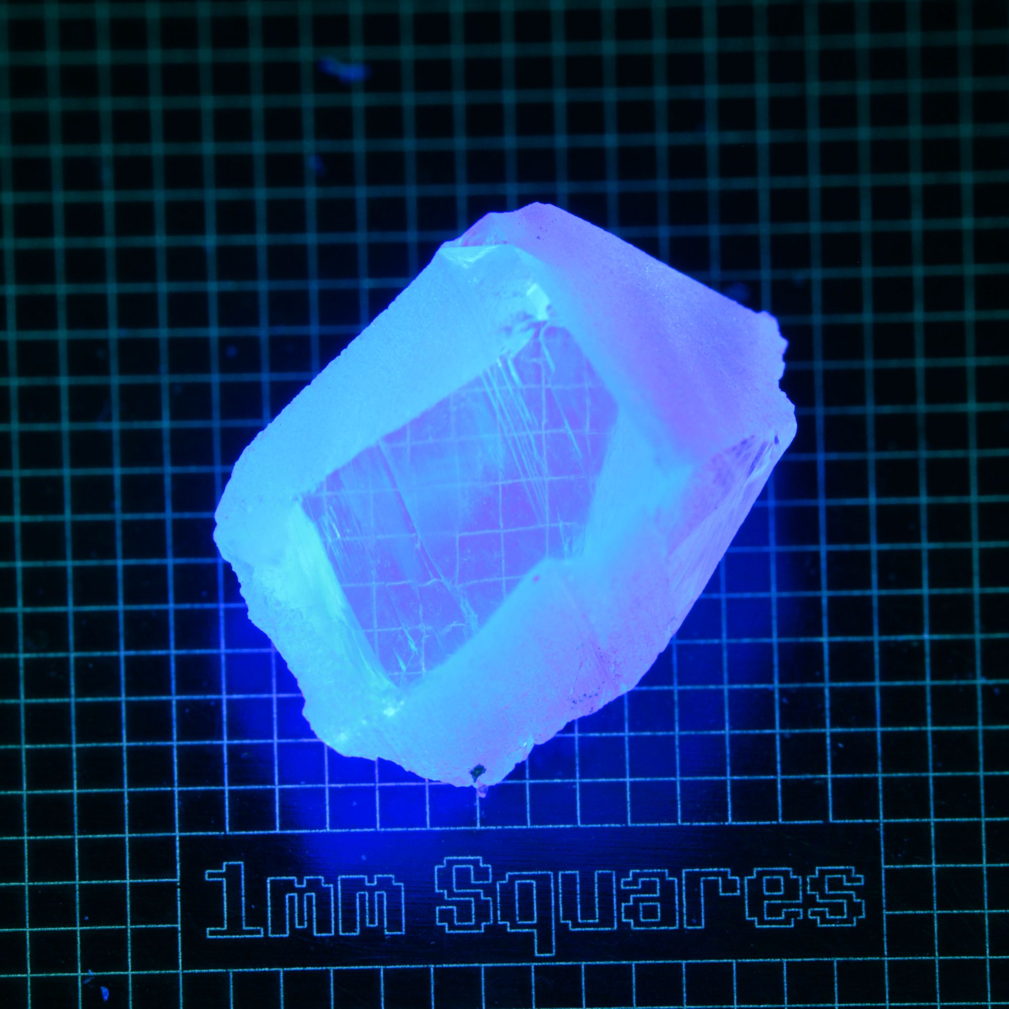 Blue Glowing Europium Fluorite Chunk Gem Rough, Fluorescing under 365nm UV
