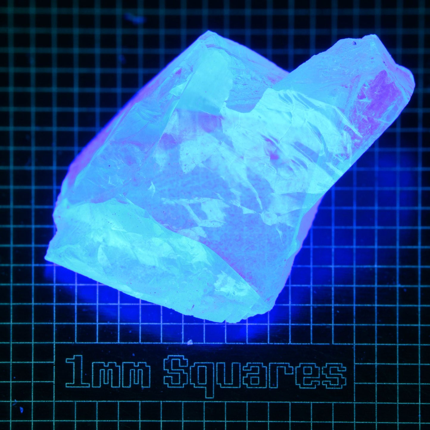 Blue Glowing Europium Fluorite Chunk Gem Rough, Fluorescing under 365nm UV
