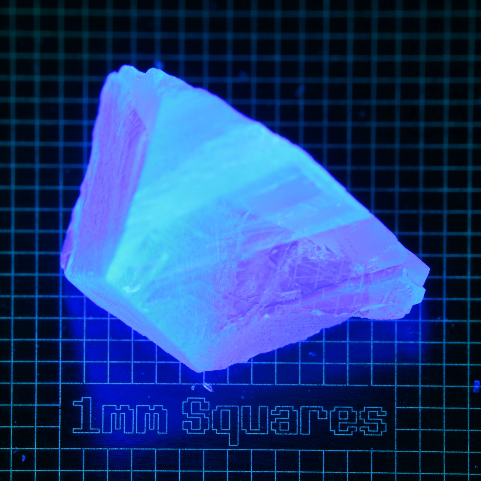 Blue Glowing Europium Fluorite Chunk Gem Rough, Fluorescing under 365nm UV