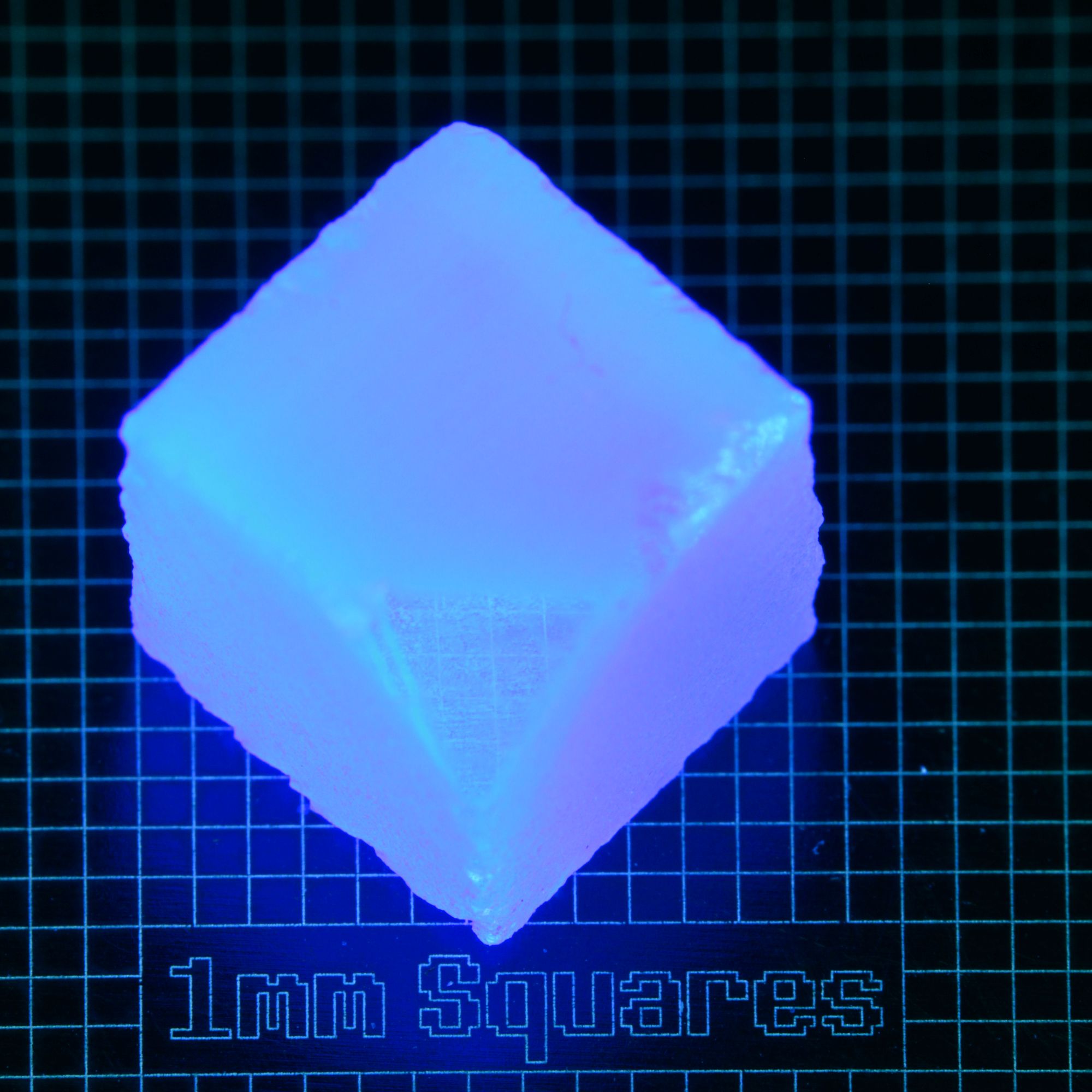 Blue Glowing Europium Fluorite Block Gem Rough, Fluorescing under 365nm UV