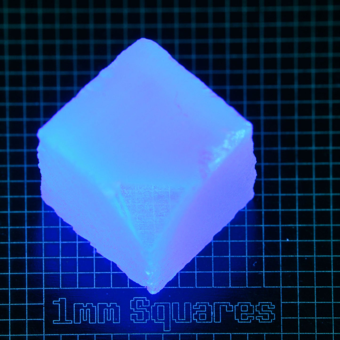 Blue Glowing Europium Fluorite Block Gem Rough, Fluorescing under 365nm UV