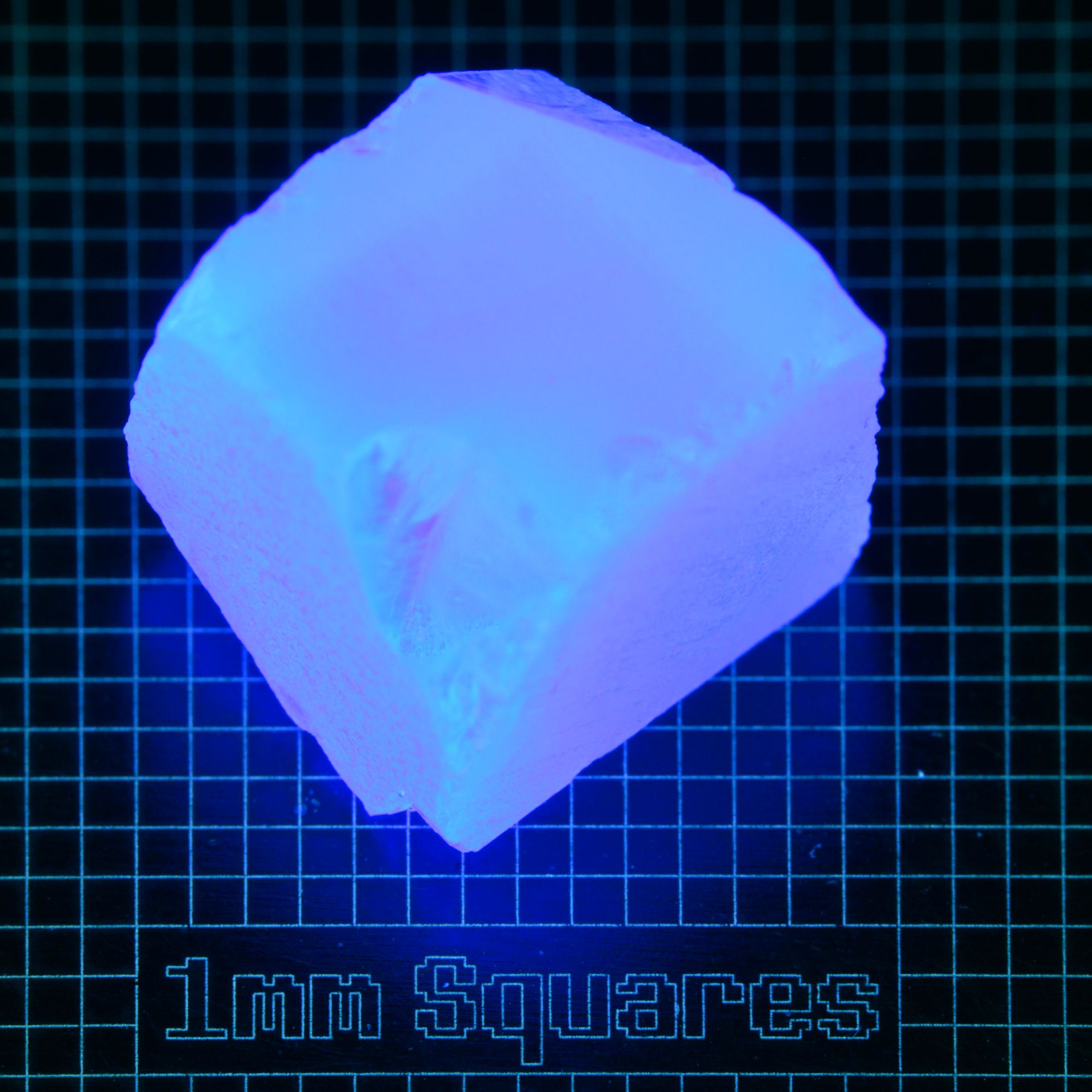 Blue Glowing Europium Fluorite Block Gem Rough, Fluorescing under 365nm UV