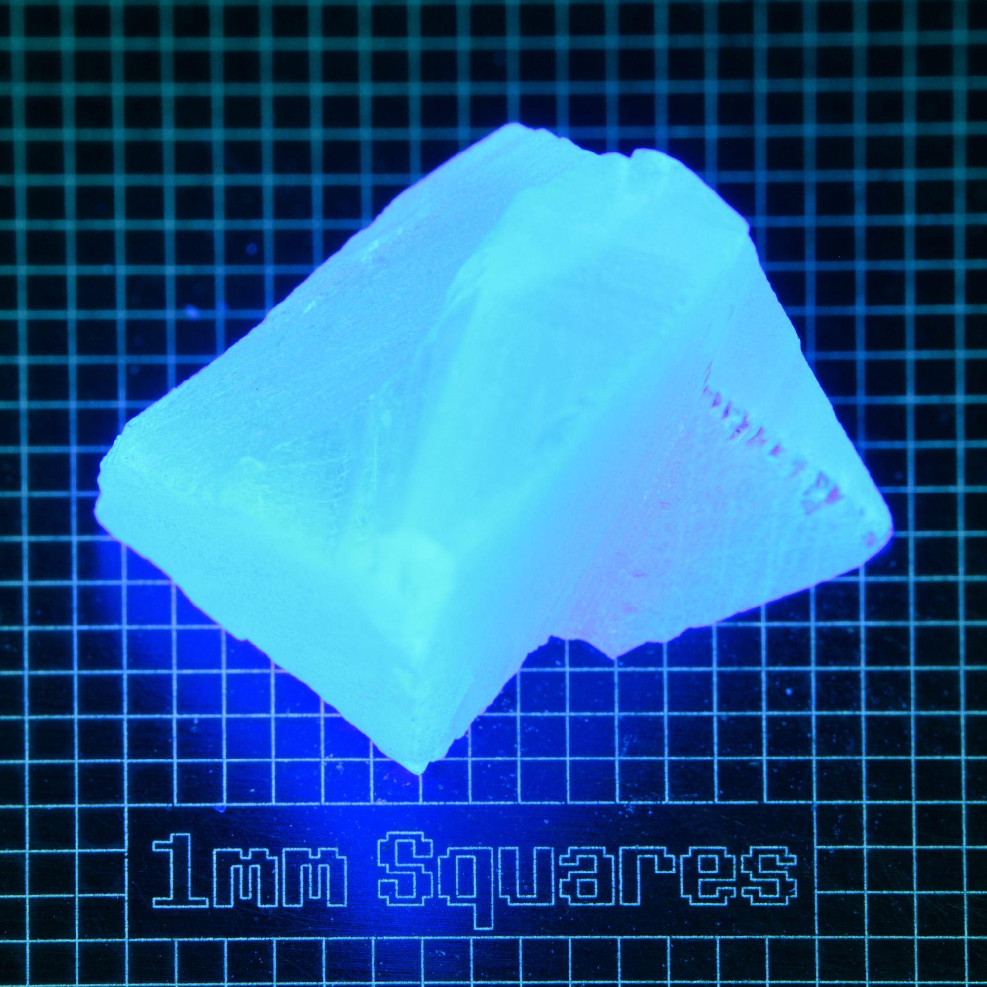 Blue Glowing Europium Fluorite Irregular Block Gem Rough, Fluorescing under 365nm UV