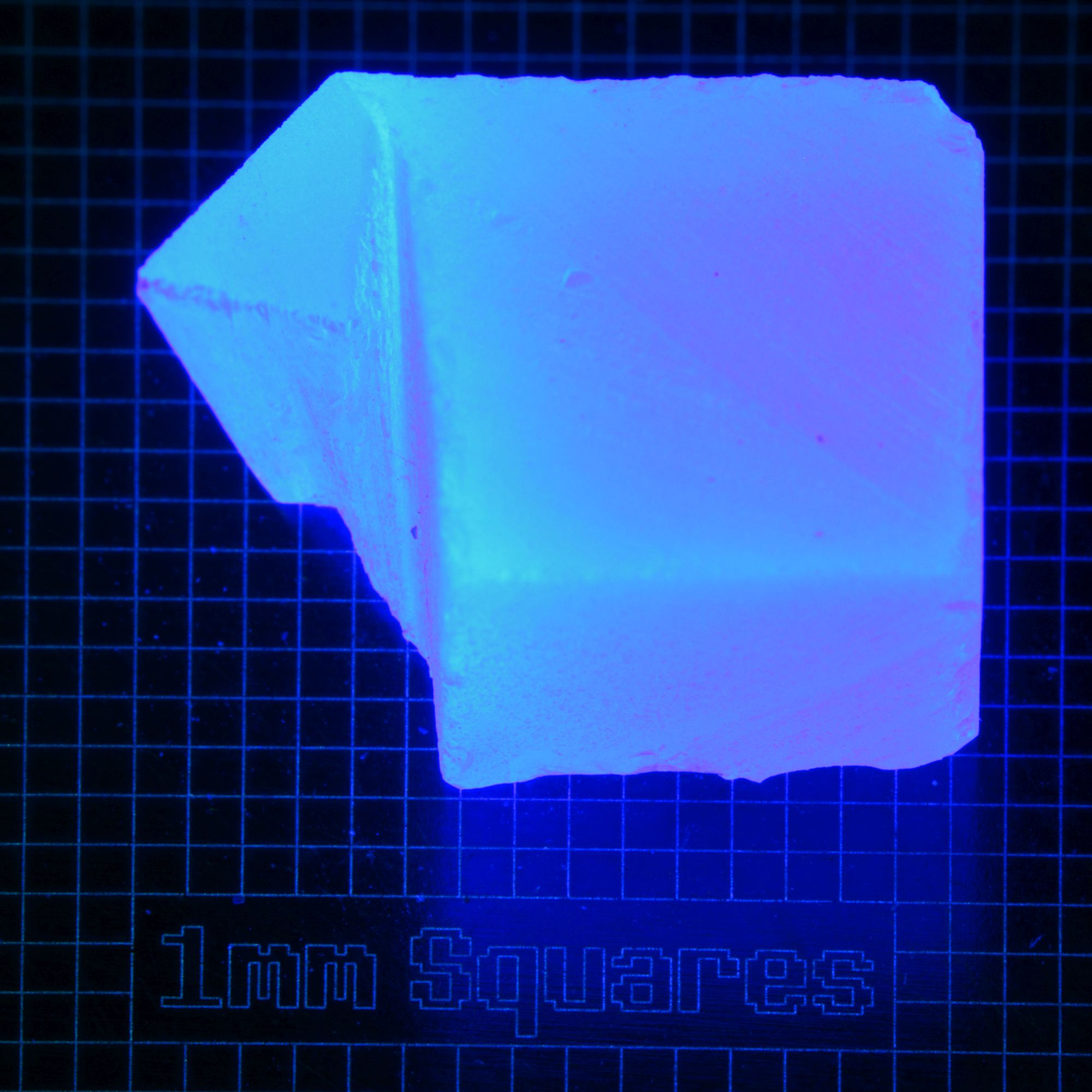 Blue Glowing Europium Fluorite Chunk (Cleaved) Gem Rough, Fluorescing under 365nm UV