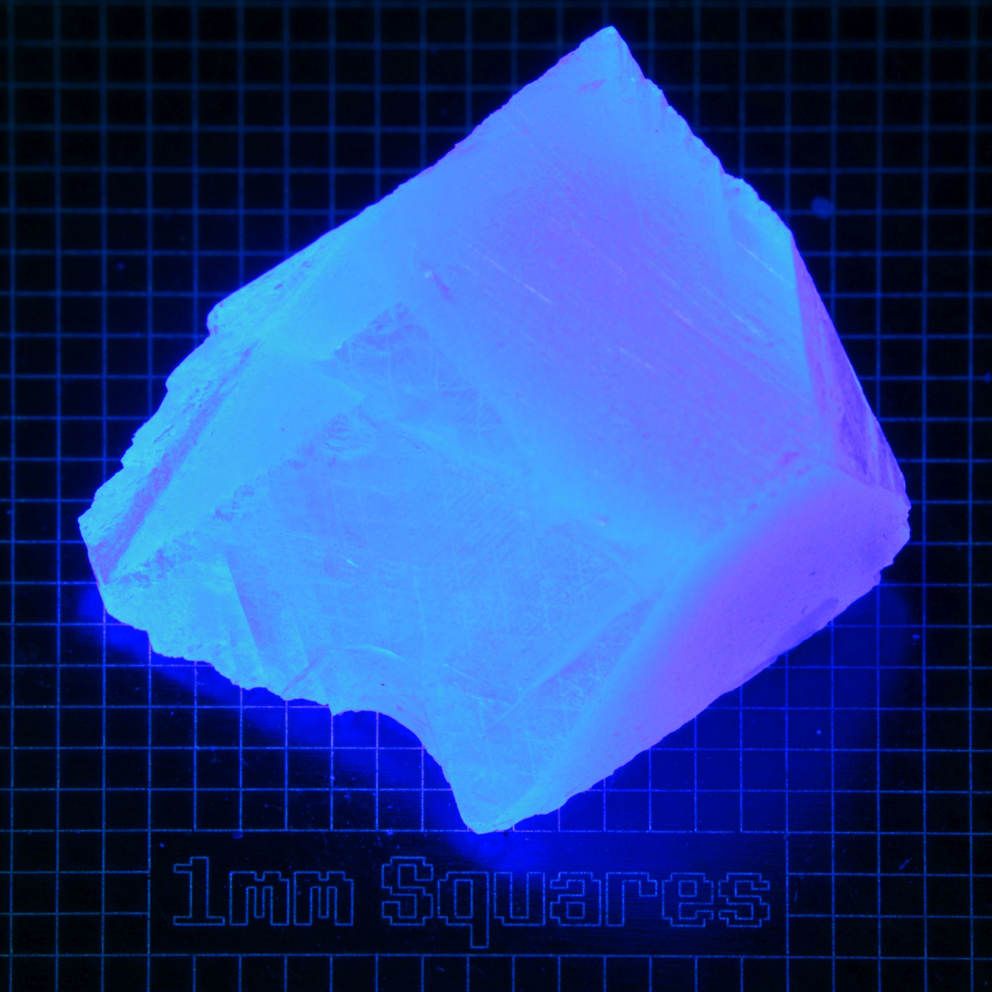 Blue Glowing Europium Fluorite Block Gem Rough, Fluorescing under 365nm UV