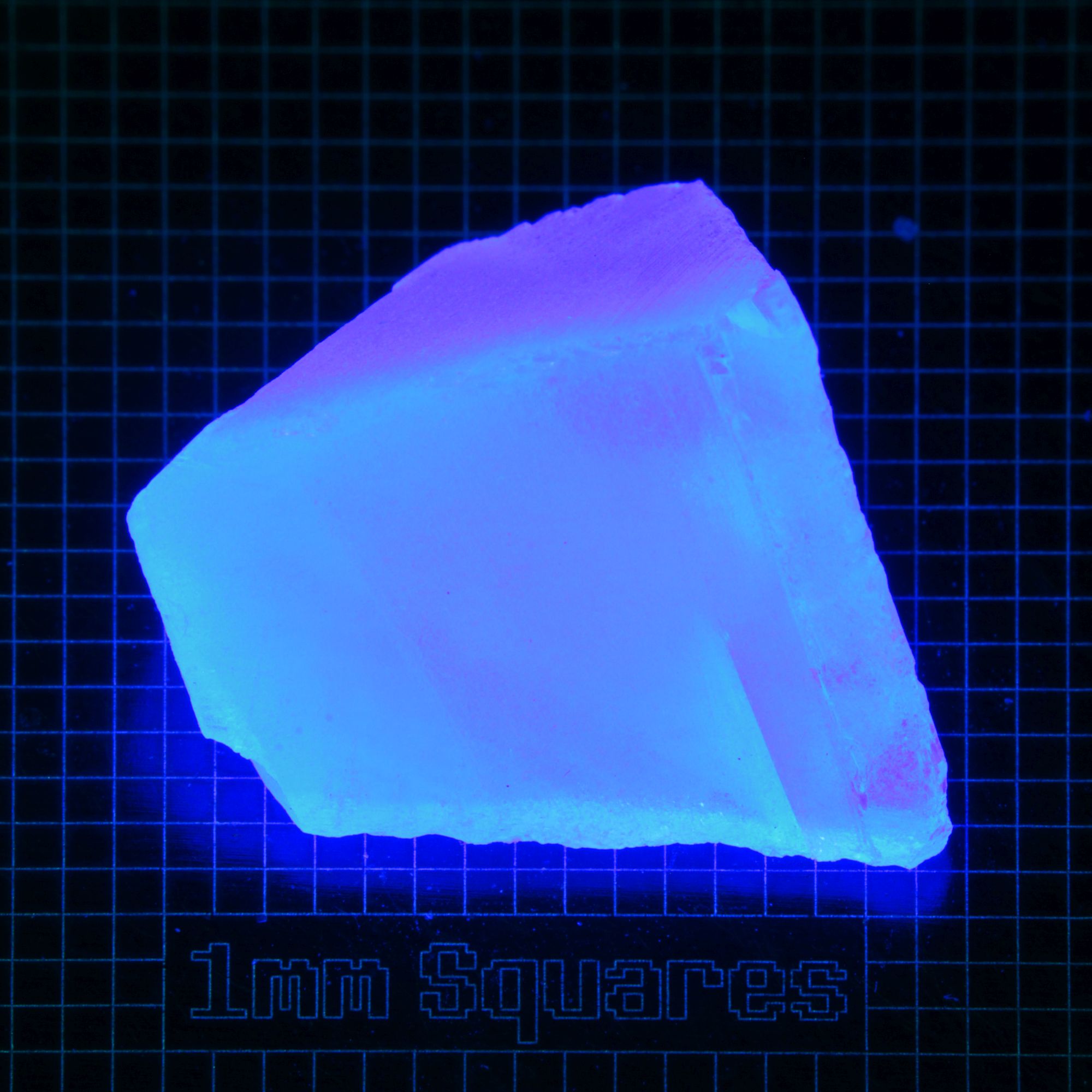 Blue Glowing Europium Fluorite Block Gem Rough, Fluorescing under 365nm UV