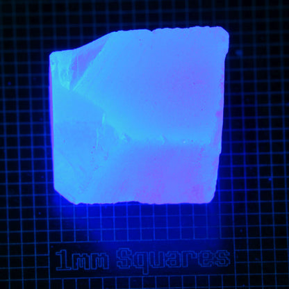 Blue Glowing Europium Fluorite Block Gem Rough, Fluorescing under 365nm UV