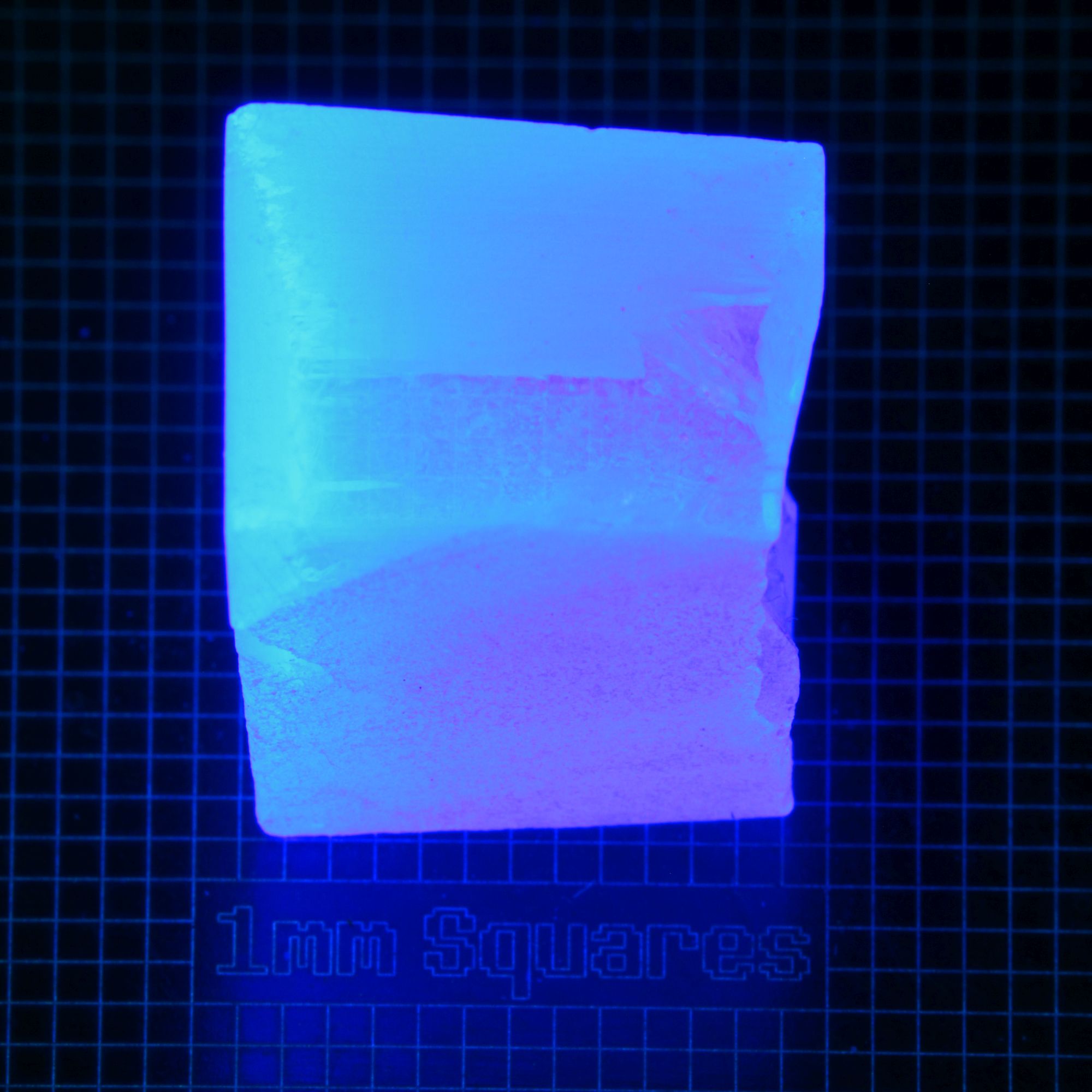 Blue Glowing Europium Fluorite Block Gem Rough, Fluorescing under 365nm UV