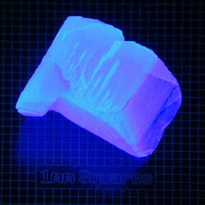Blue Glowing Europium Fluorite Block Gem Rough, Fluorescing under 365nm UV