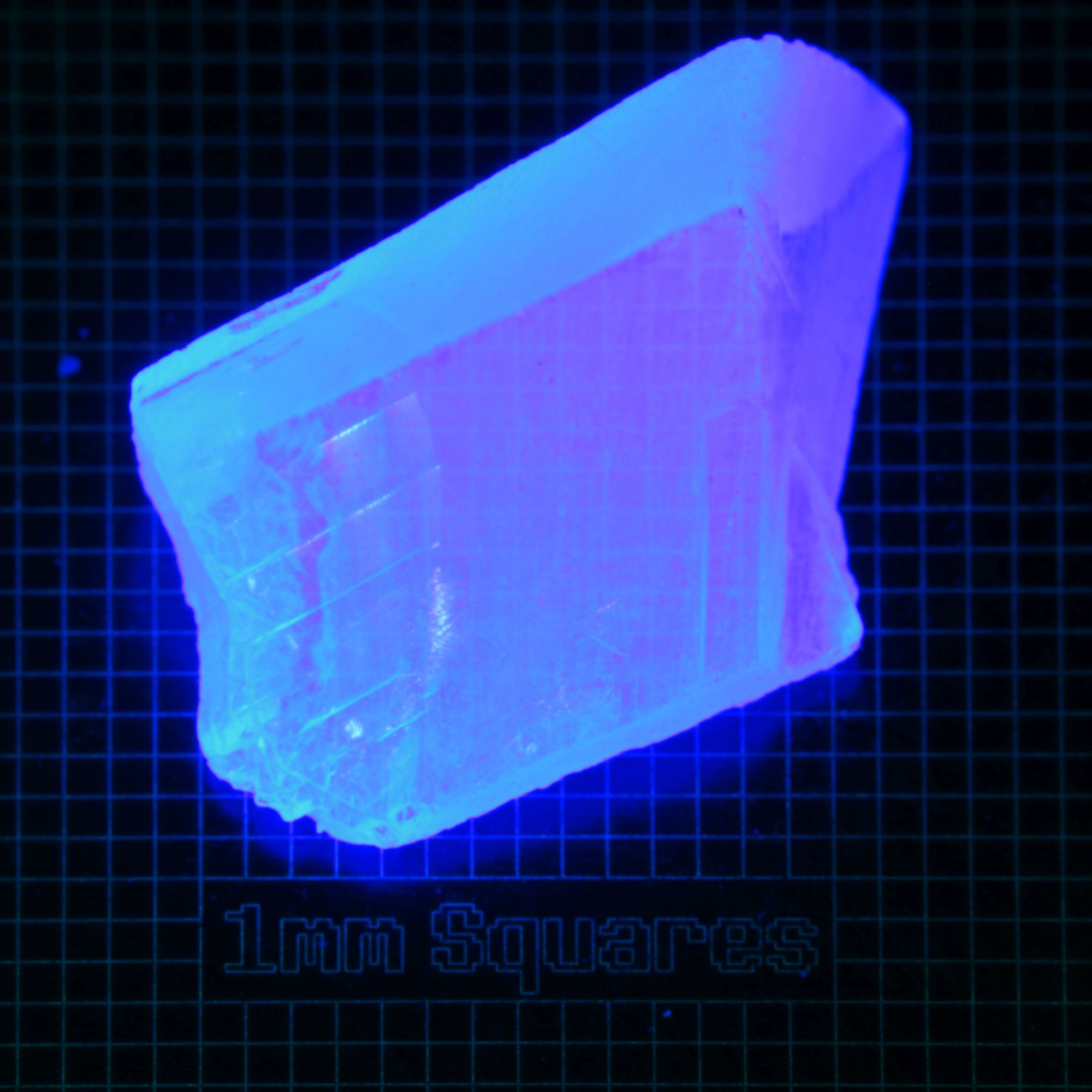 Blue Glowing Europium Fluorite Block Gem Rough, Fluorescing under 365nm UV
