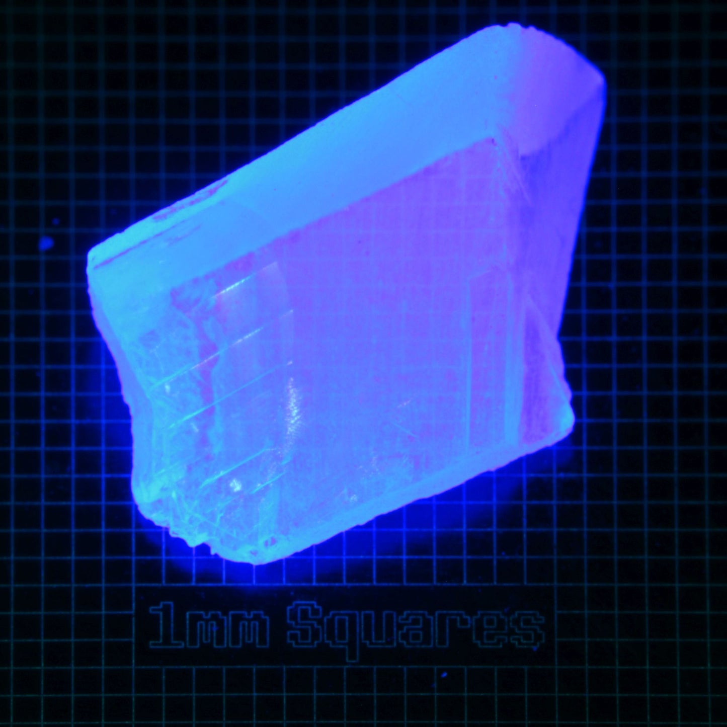 Blue Glowing Europium Fluorite Block Gem Rough, Fluorescing under 365nm UV