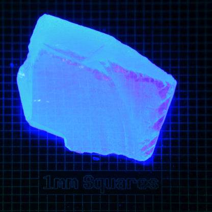 Blue Glowing Europium Fluorite Prism (Cleaved) Gem Rough, Fluorescing under 365nm UV