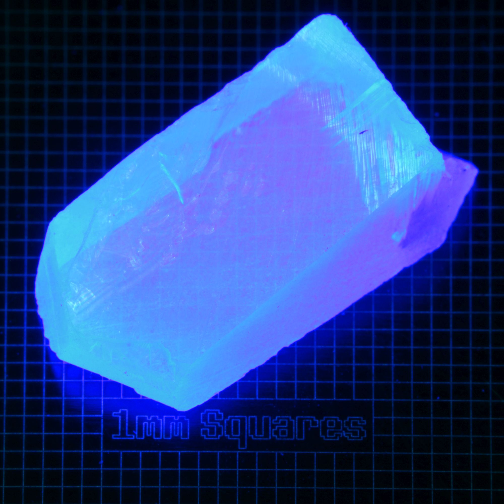 Blue Glowing Europium Fluorite Chunk Gem Rough, Fluorescing under 365nm UV