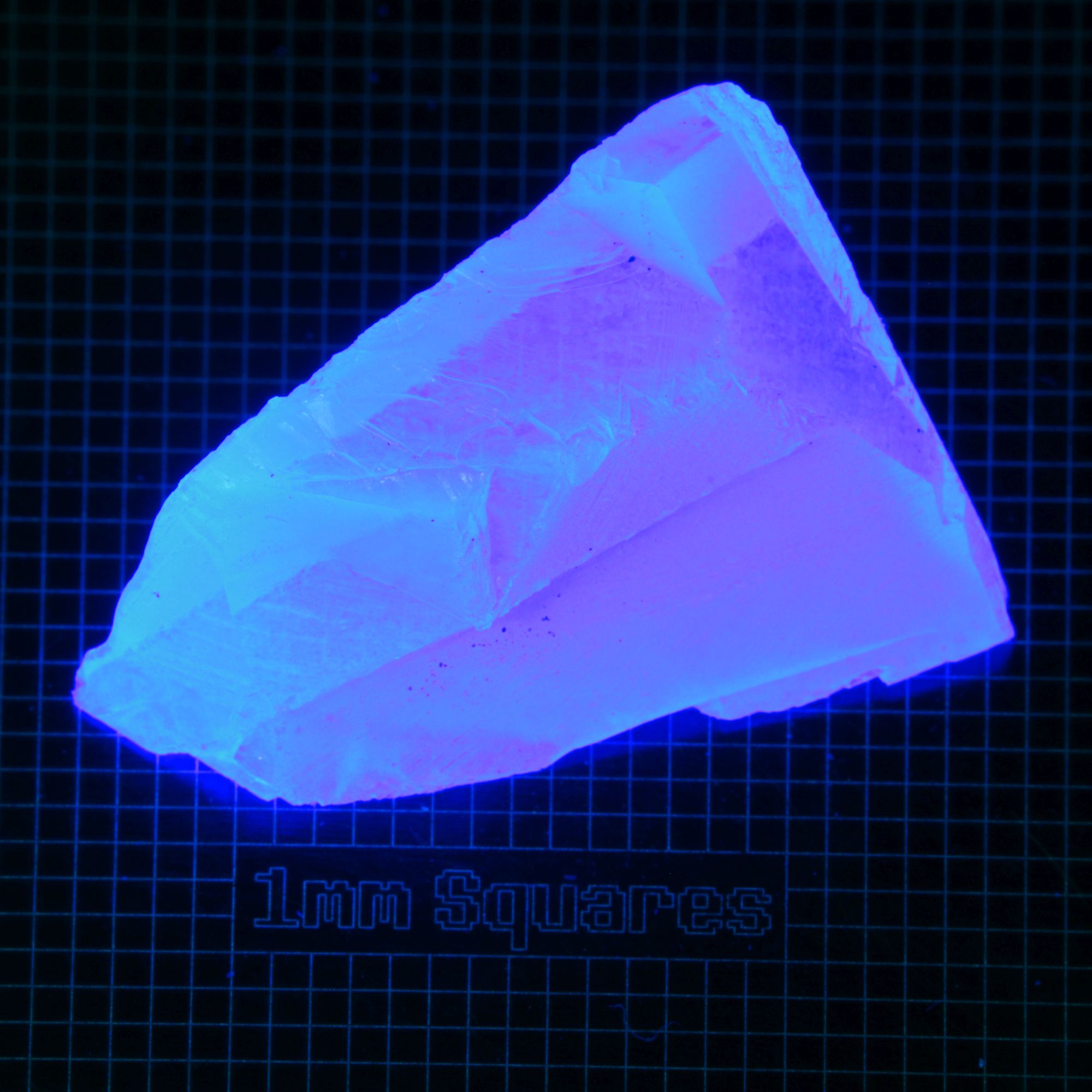 Blue Glowing Europium Fluorite Tablet (Cleaved) Gem Rough, Fluorescing under 365nm UV