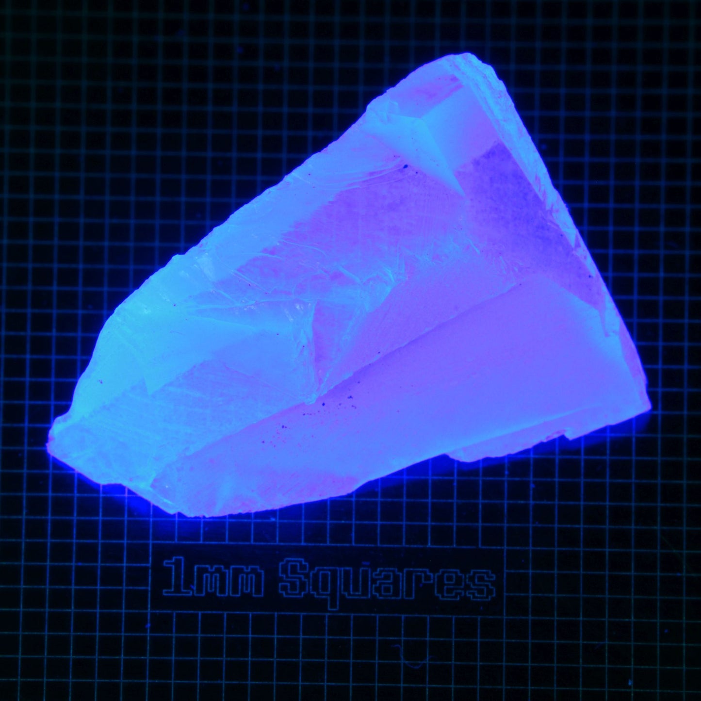 Blue Glowing Europium Fluorite Tablet (Cleaved) Gem Rough, Fluorescing under 365nm UV