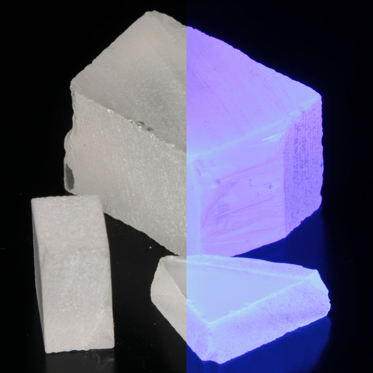 LSO Gem Rough, Blue Fluorescent Glow in the Dark Scintillator Crystal