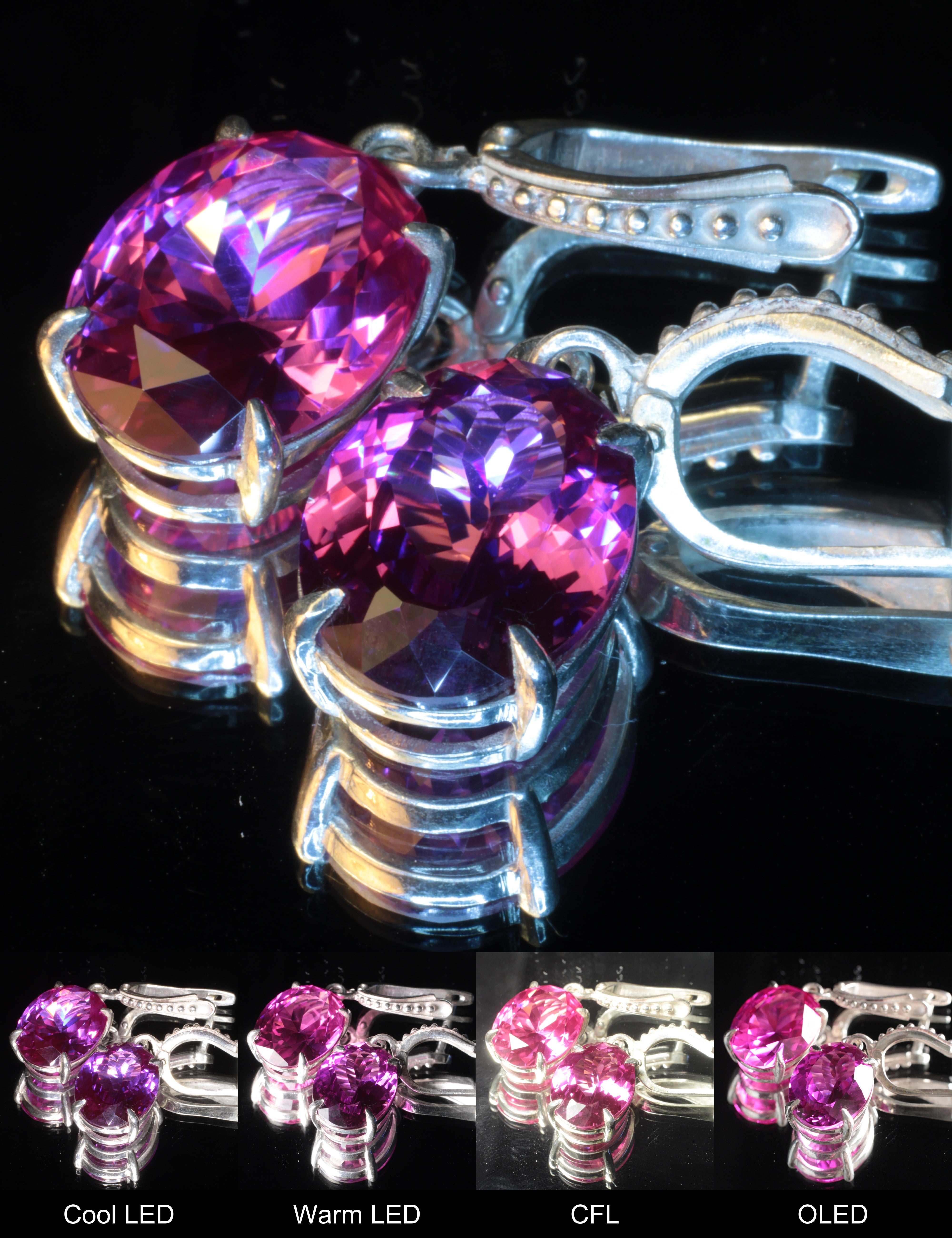 Purple Sapphire Oval Earrings
