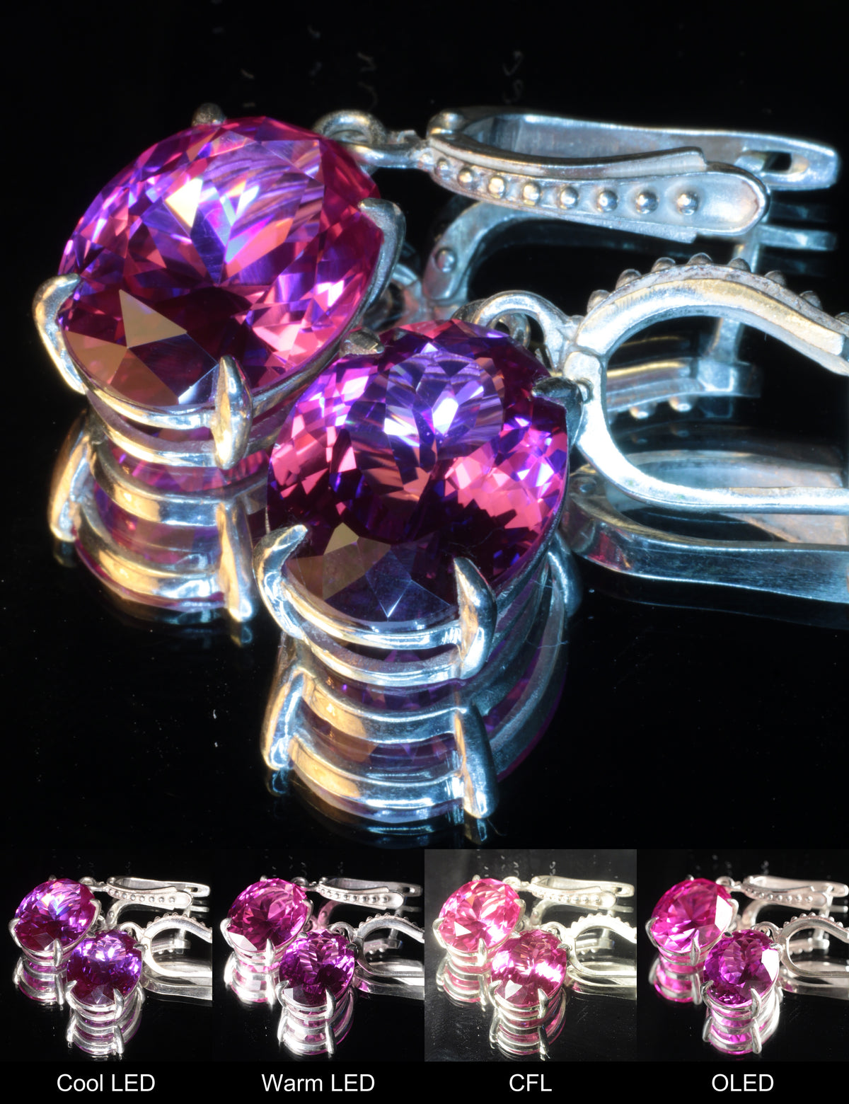 Purple Sapphire Oval Earrings