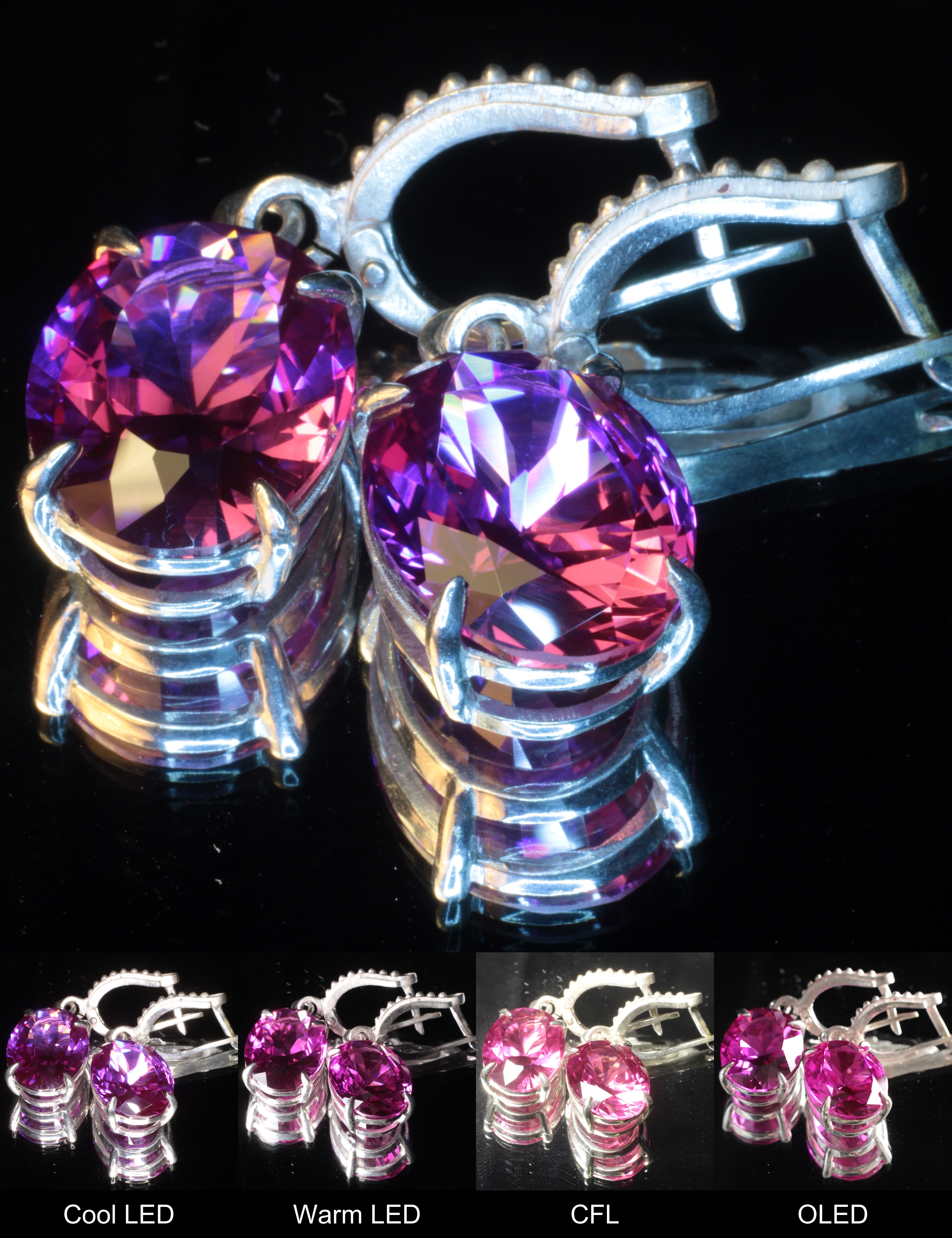 Purple Sapphire Oval Earrings