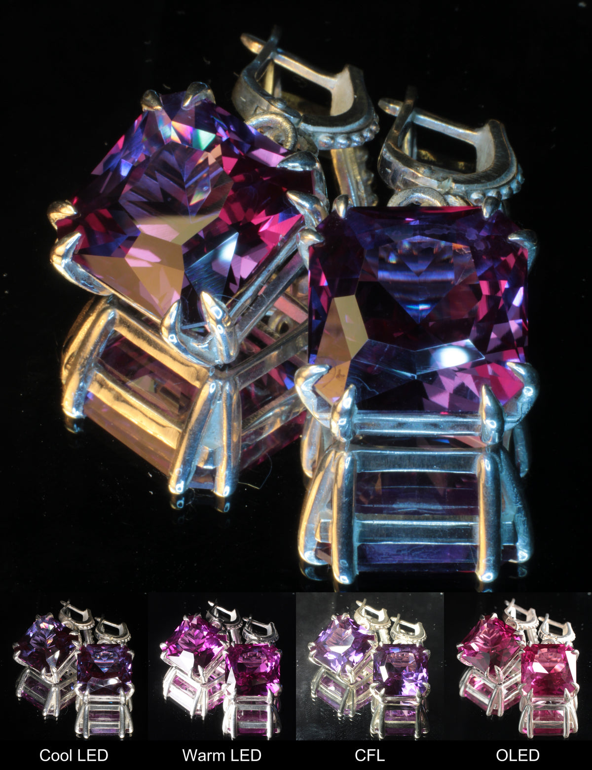 Purple Sapphire Large Square Earrings