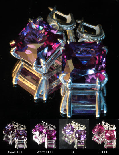 Purple Sapphire Large Square Earrings