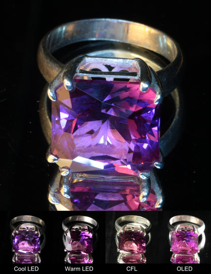 Purple Sapphire Gem Cut in a Square Ring