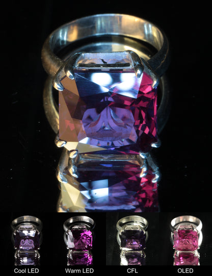 Purple Sapphire Gem Cut in a Square Ring
